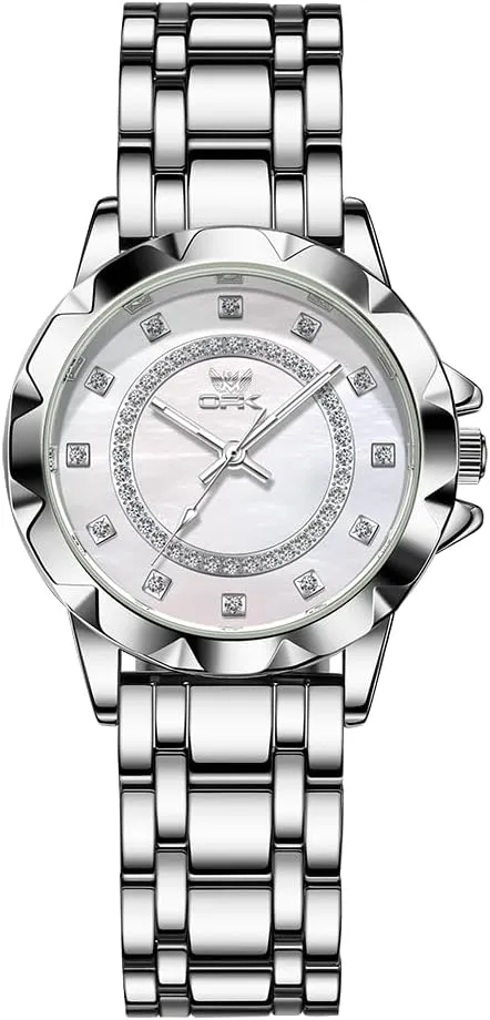 Business Bling Diamond Pearl Quartz Watches Female Dress Stainless Steel Small Luminous Waterproof subdue Ladies Bracelet Wristwatch CARLIEN Women Luxury 