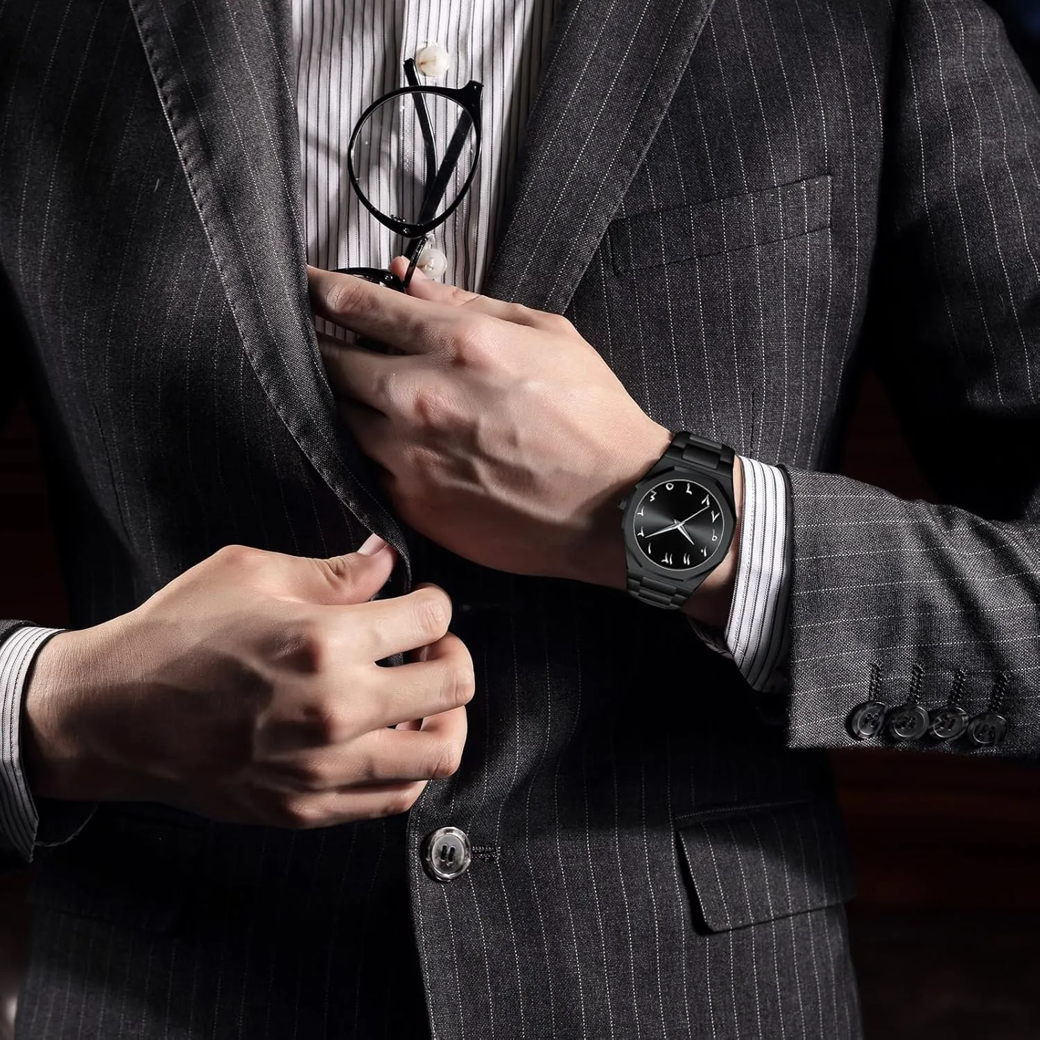 Business Casual Wristwatch Gosasa Fashion Men's Quartz Watch with Middle Eastern Arabic Numeral Dial Design council consume tern Stylish Stainless Steel Waterproof 