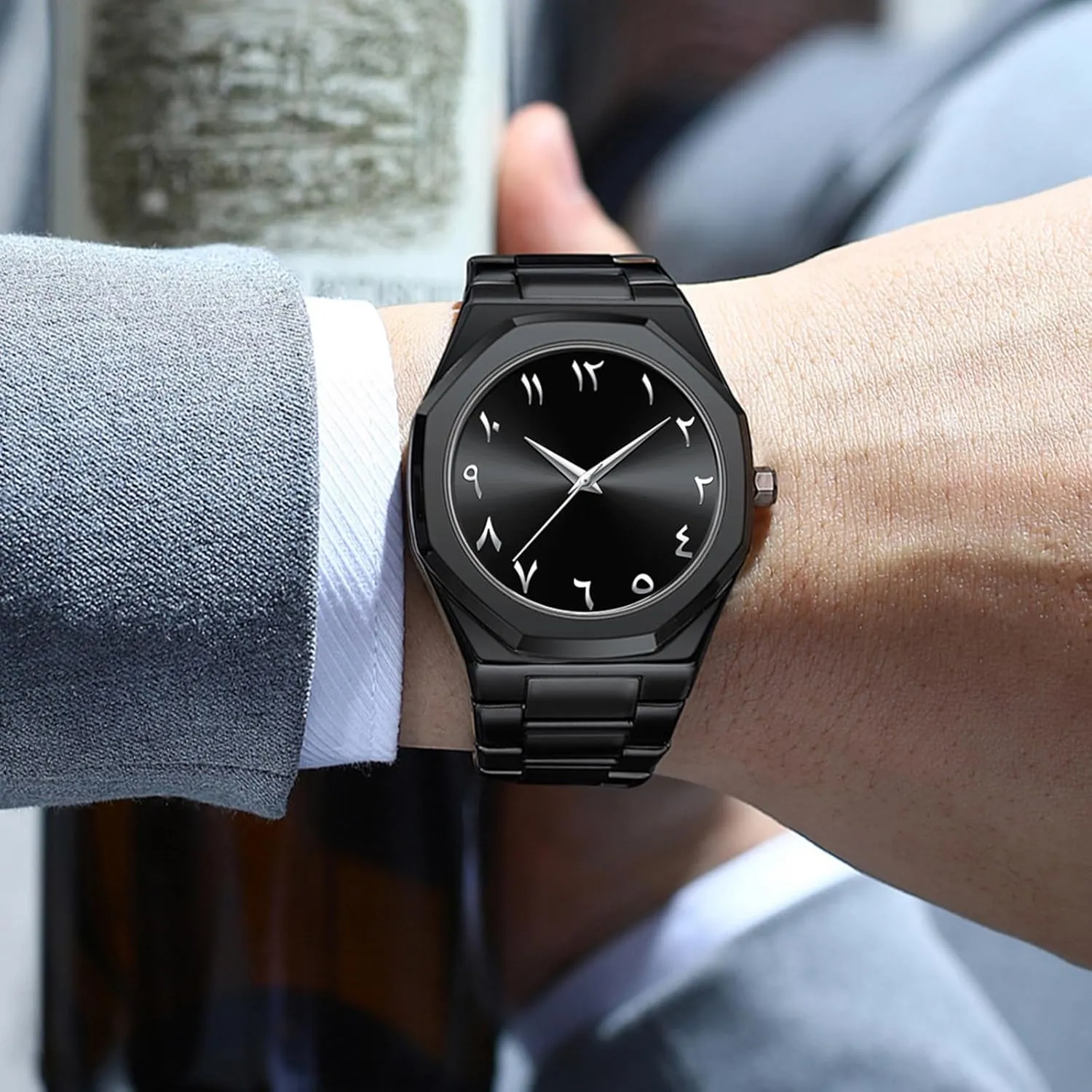 Business Casual Wristwatch Gosasa Fashion Men's Quartz Watch with Middle Eastern Arabic Numeral Dial Design council consume tern Stylish Stainless Steel Waterproof 