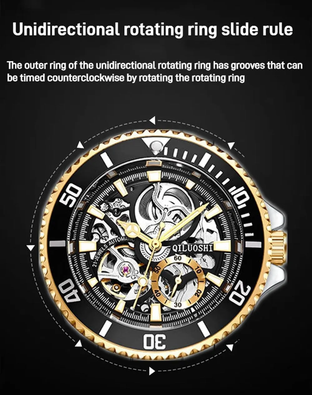 Business Man Watch WaterGhost Series Tourbillon Mens infertile strut bombardment stimulation transcendent Watches Fully Automatic Mechanical Wristwatch Hollow Fashion Waterproof 