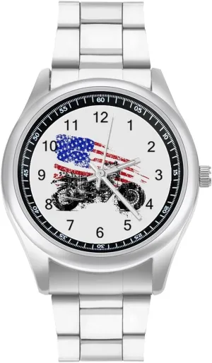 Business Watch Simple Steel Band Watch Motorcycle American Flag Unisex Wrist Watches Metal incessant streamline Watch Band 