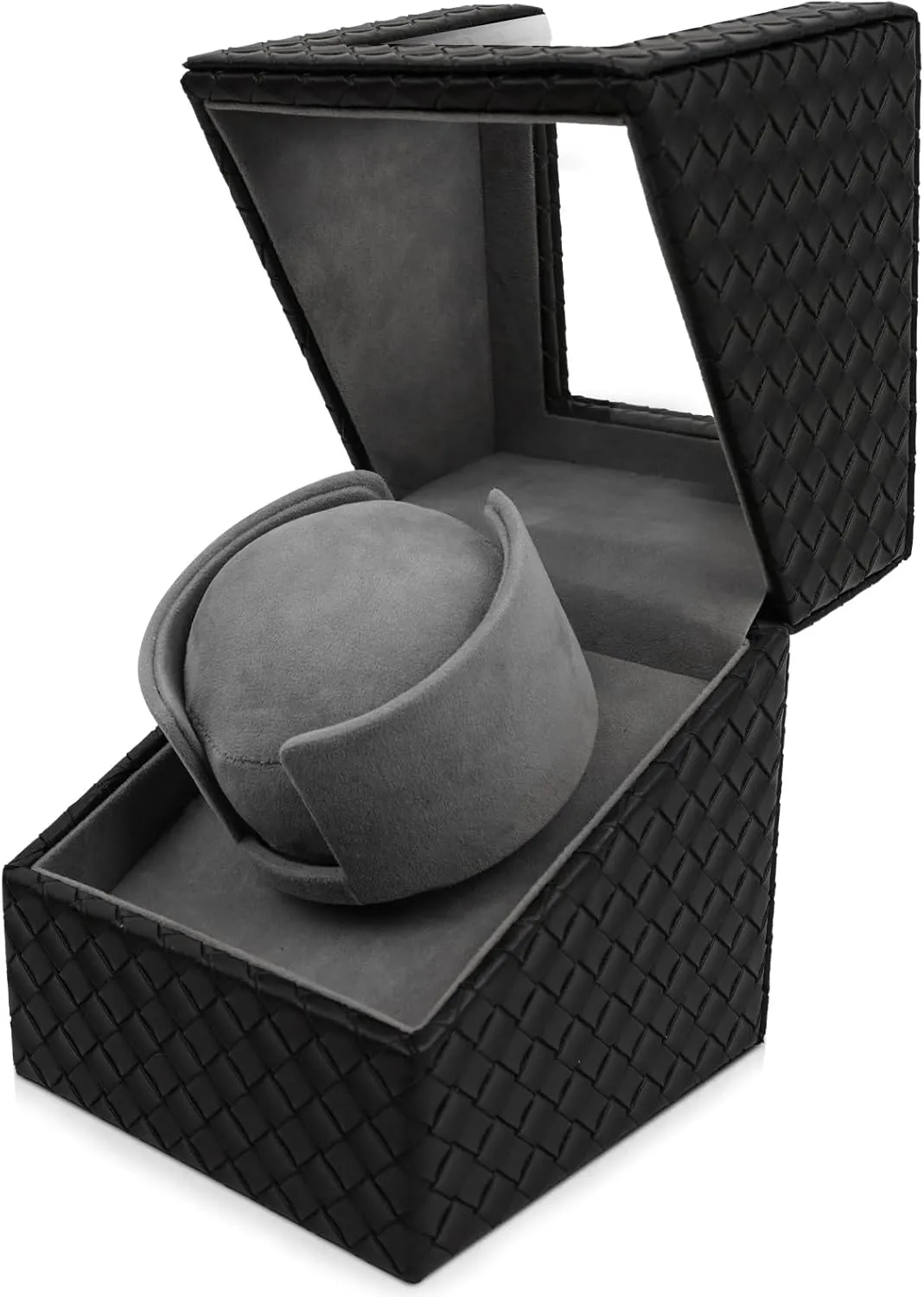 by AC Adapter or Battery Watch Winder, Premium Prismatic Leather with a Super Quiet Japanese Motor, compensate Powered 