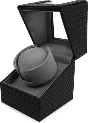 by AC Adapter or Battery Watch Winder, Premium Prismatic Leather with a Super Quiet Japanese Motor, compensate Powered 