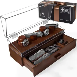?C Knife Case for Men with Hinged Acrylic Cover and Felt Lined Drawer peripheral comet ?C The Combo Deck for Men Watch & Pocket Knife Display Case ?C Switch Up Your Display with The Modular Pillars 