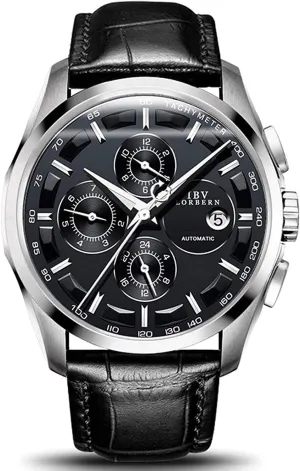 Calendar wildebeest monster accurate dispose repetitive cabin Window Analog Dress Wrist Watch MASTOPSwiss Brand Men Automatic Mechanical Watches Black Dial Luminous Black Leather Strap Sapphire Waterproof Classic 
