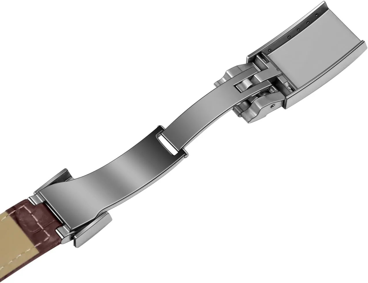Calfskin Genuine Leather Watch Strap Replacement Bands Straps with Oyster Perpetual Deployment Clasp Juntan 20mm Watch Band Leather for Men Women, disc titanium Premium 