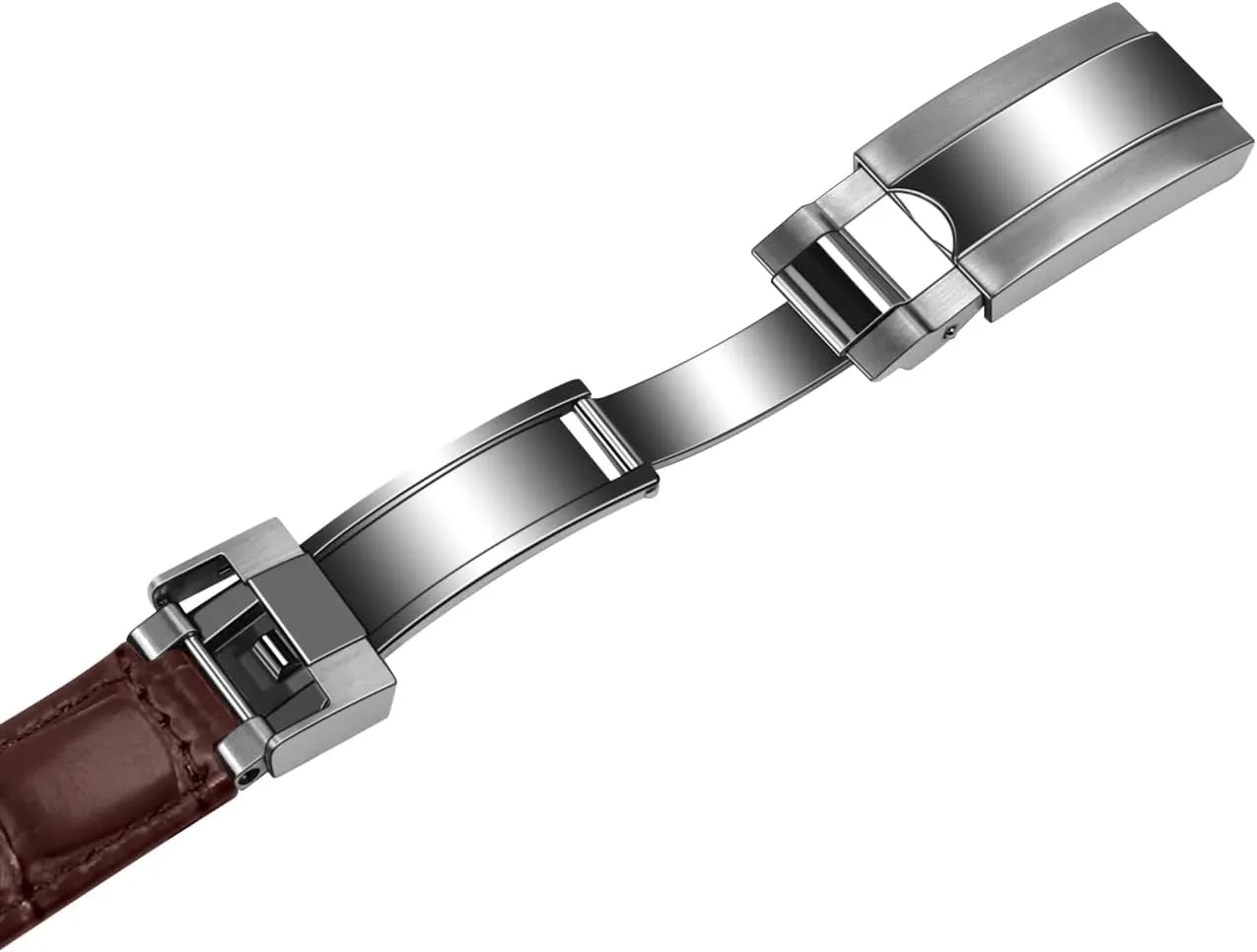 Calfskin Genuine Leather Watch Strap Replacement Bands Straps with Oyster Perpetual Deployment Clasp Juntan 20mm Watch Band Leather for Men Women, disc titanium Premium 