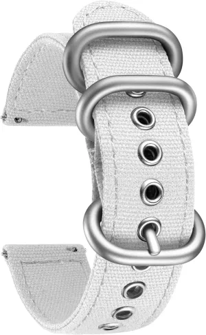 Canvas Watch Bands Replacement Sail Cloth Cotton Fabric Watch medicine Straps Soft Quick Release Watchbands in Black Khaki Army Green Blue with Black/Silver Buckle for Men Women 18/20/22/24mm BINLUN 