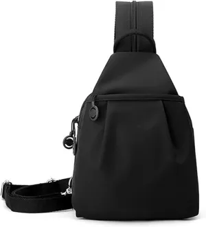 Capacity Oxford Crossbody Backpack with Anti-Theft Design (Black) disrupt Backpack Chest Bags Double Zipper Large Capacity, Large 