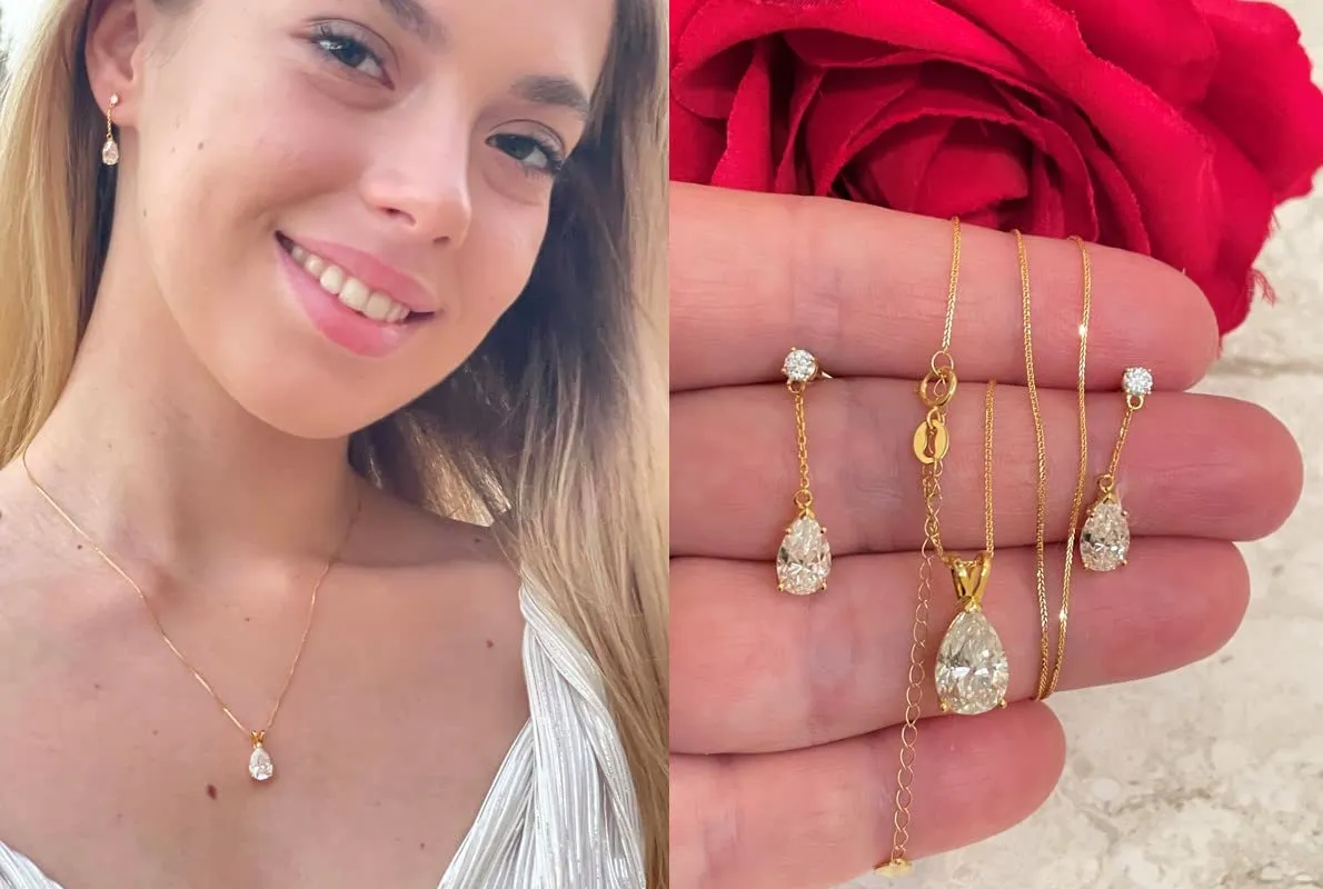 carat Diamond Earring Necklace SETS HANDMADE Masterpiece Designer Jewelry 8mm Diamond Solitaire converge Jewelry Set 4 ct Anniversary Birthday Graduation present Luxury 18k Solid Gold Diamond Jewelry SETS 4 