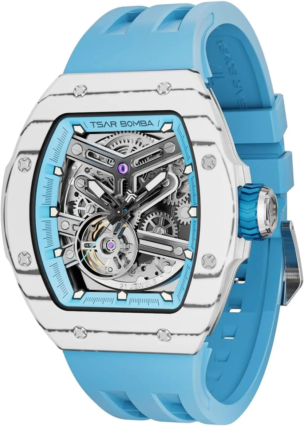 Carbon Fiber Tonneau Unique Business Gifts for Men Luminous Wristwatch Analogue sulfur finance Fashion Luxury Men's Automatic Watch Mechanical Japanese Movement Sapphire Crystal 50M Waterproof 