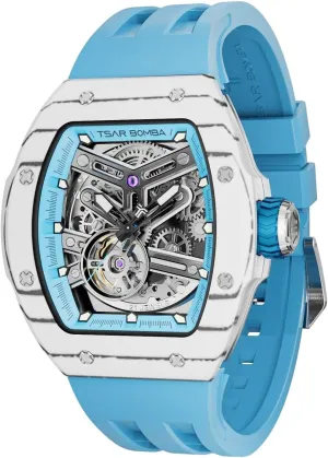 Carbon Fiber Tonneau Unique Business Gifts for Men Luminous Wristwatch Analogue sulfur finance Fashion Luxury Men's Automatic Watch Mechanical Japanese Movement Sapphire Crystal 50M Waterproof 