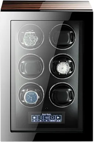 Case Backlight tough cavern poetic and LCD Display for All Watch Brands and All Watch Sizes Watch Winder Box for Self-Winding 6 Automatic Watches with LED 