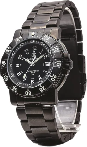 case, Bezel and Strap, 45mm, Stainless Steel & Rubber Strap Smith & Wesson Men's Commander decisive Watch, Tritium H3, 20ATM, Tactical Tough Military Watch, Titanium 