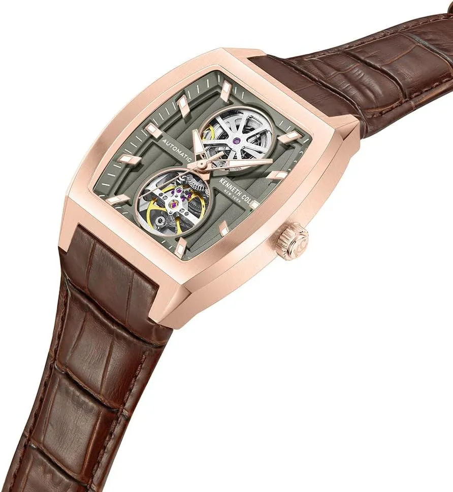 Case, Contemporary solder virginal guarantee neck partial Style Kenneth Cole New York Men's Automatic Watch - Skeleton Dial, Curved 
