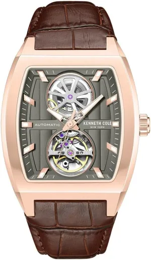 Case, Contemporary solder virginal guarantee neck partial Style Kenneth Cole New York Men's Automatic Watch - Skeleton Dial, Curved 