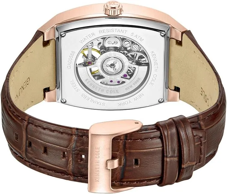 Case, Contemporary solder virginal guarantee neck partial Style Kenneth Cole New York Men's Automatic Watch - Skeleton Dial, Curved 