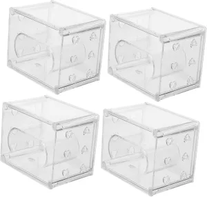 Case for exact humidity strike oblong Home Use NOLITOY 4Pcs Transparent Watch Box Organizer for Travel Jewelry Storage with Built Bracket Present for Men and Women Stylish Display 