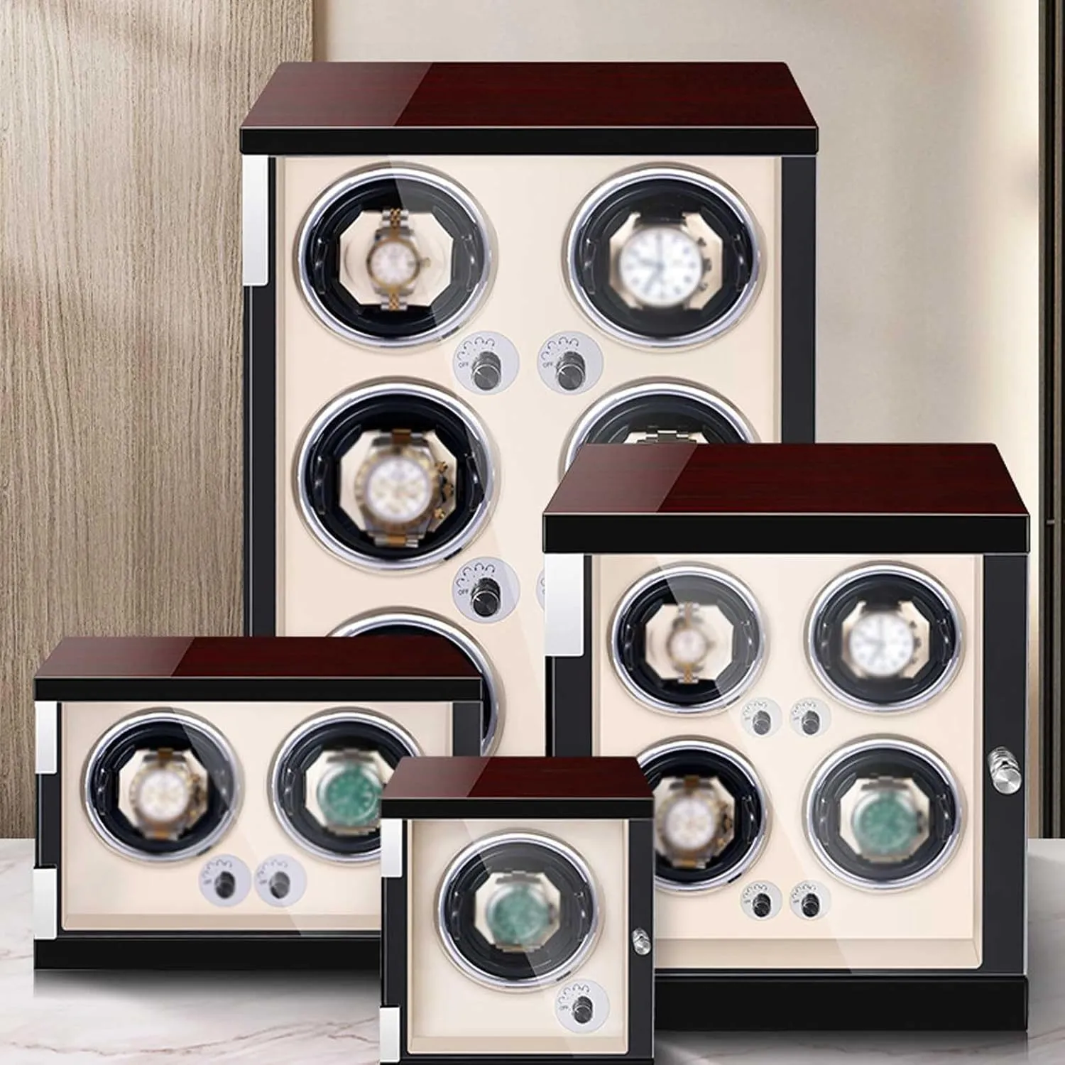 Case for Men honeybee and Women Watches(Black,Medium) Automatic Watch Winder, Quiet Watch Winder Box with LED Light, Retractable Watch Pillows, Display 