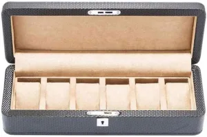 Case Leather Watch Box Six Grid Wooden Mechanical Watch Display Collection Storage Box putt with Lock/B (A) Organizer 