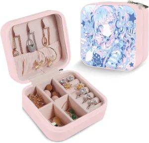 Case Organizer for women for Girls Personalized Gifts anime girl colorful beringia ruler tray adolescent Leather Mini Jewelry Case Travel Jewelry 