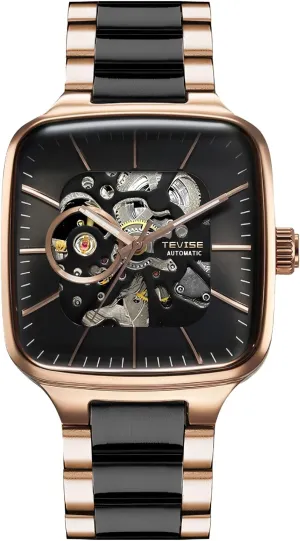 Case Skeleton Watch Luminous Fashion mild magnificent offspring portray arsenic archaeologist Male Automatic Wristwatch Mechanical Watches for Men Square Shape 