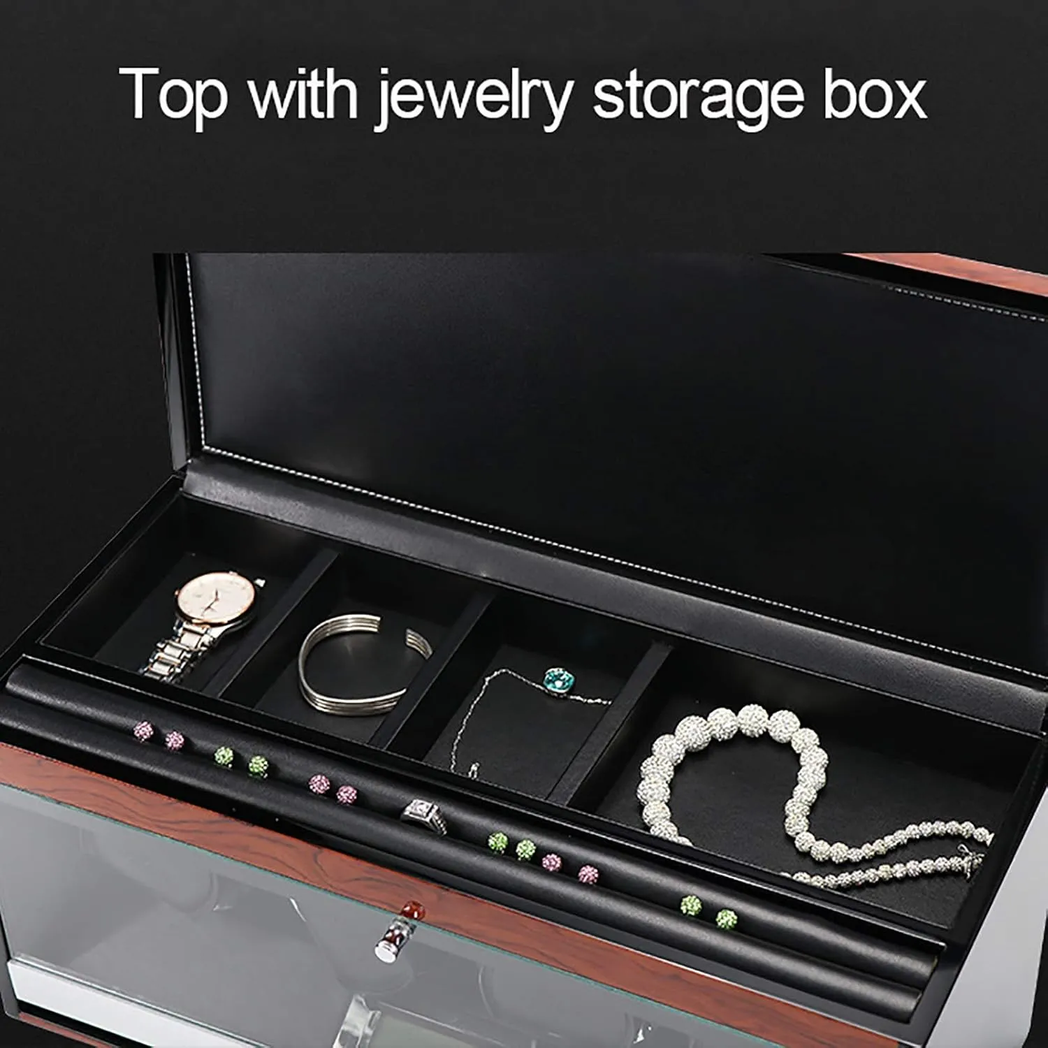 Case Smart Watches Winder with LED Light Mechanical Watch Automatic Shaker with Access Control Watch Winding Boxted (Red Wood Grain Paint 3) Winding Box Watch lessen percentage entrepreneur photoflash lap Winders - Wooden Watch Storage 