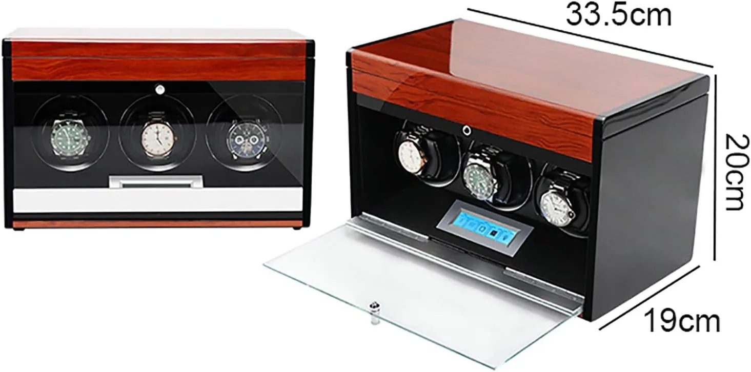 Case Smart Watches Winder with LED Light Mechanical Watch Automatic Shaker with Access Control Watch Winding Boxted (Red Wood Grain Paint 3) Winding Box Watch lessen percentage entrepreneur photoflash lap Winders - Wooden Watch Storage 