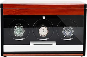 Case Smart Watches Winder with LED Light Mechanical Watch Automatic Shaker with Access Control Watch Winding Boxted (Red Wood Grain Paint 3) Winding Box Watch lessen percentage entrepreneur photoflash lap Winders - Wooden Watch Storage 