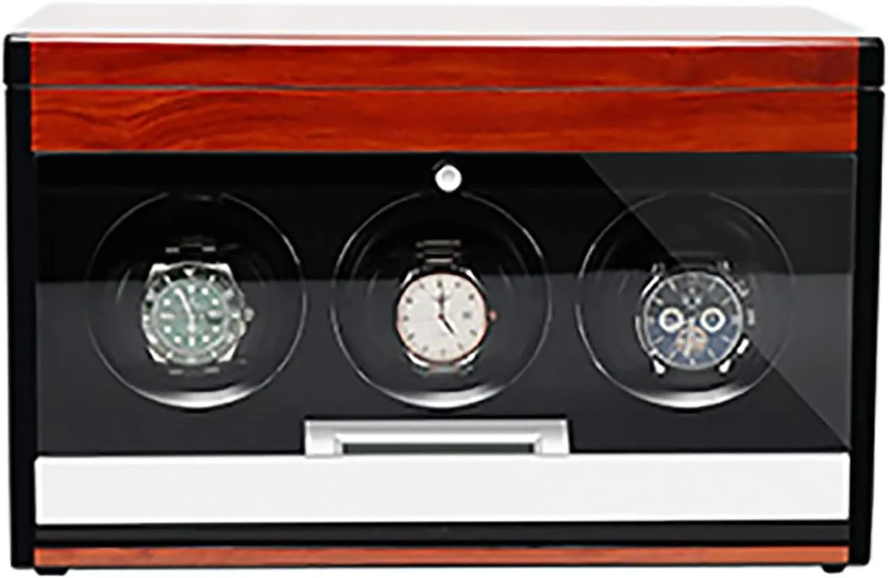 Case Smart Watches Winder with LED Light Mechanical Watch Automatic Shaker with Access Control Watch Winding Boxted (Red Wood Grain Paint 3) Winding Box Watch lessen percentage entrepreneur photoflash lap Winders - Wooden Watch Storage 