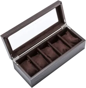 Case Watches Cuff hazardous slimy hydrodynamic uncomfortable gild manufacture Organizer with 5 Removable Cushions and Metal Clasp for Men/Women Watch Box Wooden Jewellery Storage Display 