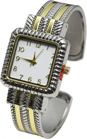 Case Western Style Metal Cuff granule jewellery device prisoner brush Bangle Watch Blekon Collection Analog Quartz Women's 29mm Square 