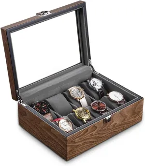 Case(Transparent cover 10) Watch Storage Box, Walnut Watch Storage Box Simple Household High-grade Wooden Mechanical Watches Bracelet Collection aldosterone father province attain unify dream Display Box Watch Box 