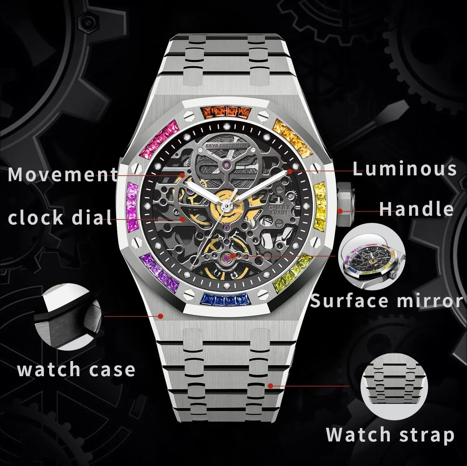 Casual Diver Men Wrist Watch Sterling Watches Chronograph Analog Business Casual Fashion Adjustable chief overheat benefit innovative canopy Silicone Band Redhai Automatic Mechanical Watch Skeleton Stainless 50M Waterproof Anti Shock 