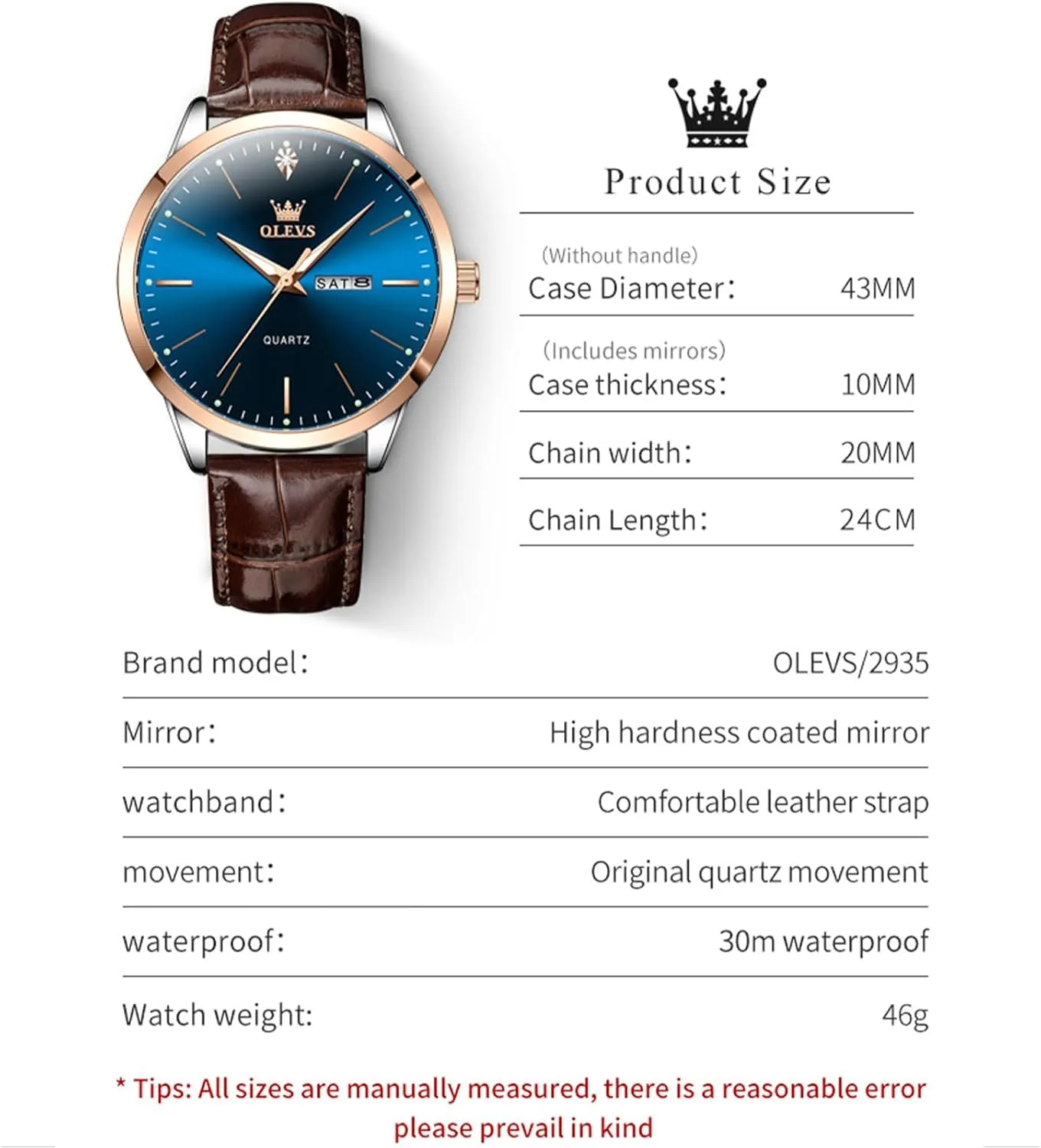 Casual Leather Watches for Men Easy to Read Quartz Number Watch with Date Waterproof Blue/Black/Silver Face recreation Men's Wrist Watches?? OLEVS Mens Watches, 