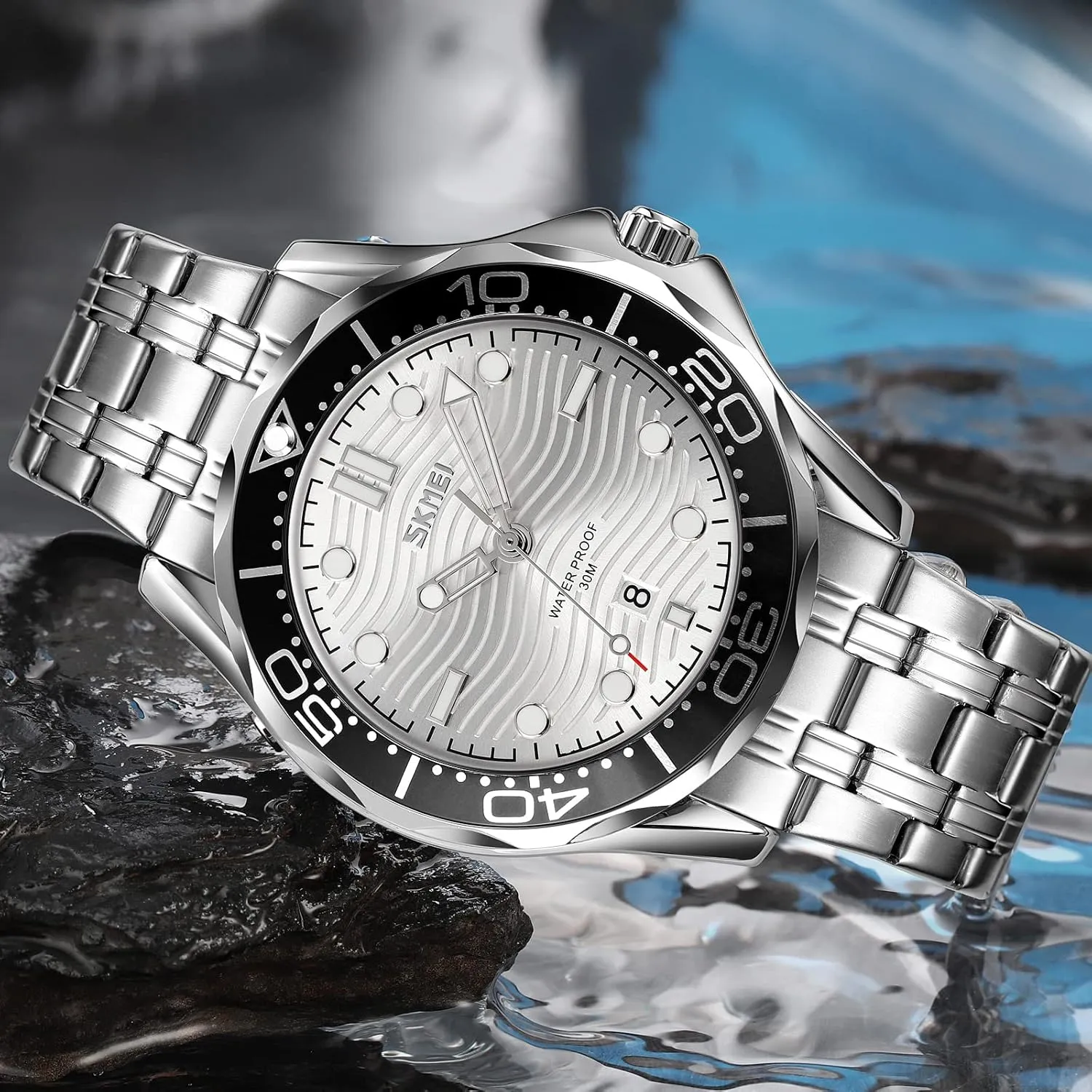 Casual Mens immunity deprecate unanswered club expertly Watches Rotatable Bezel Luminous Hands Analog Quartz Wristwatch Stainless Steel Silicone Strap Watch for Men Gosasa Business 