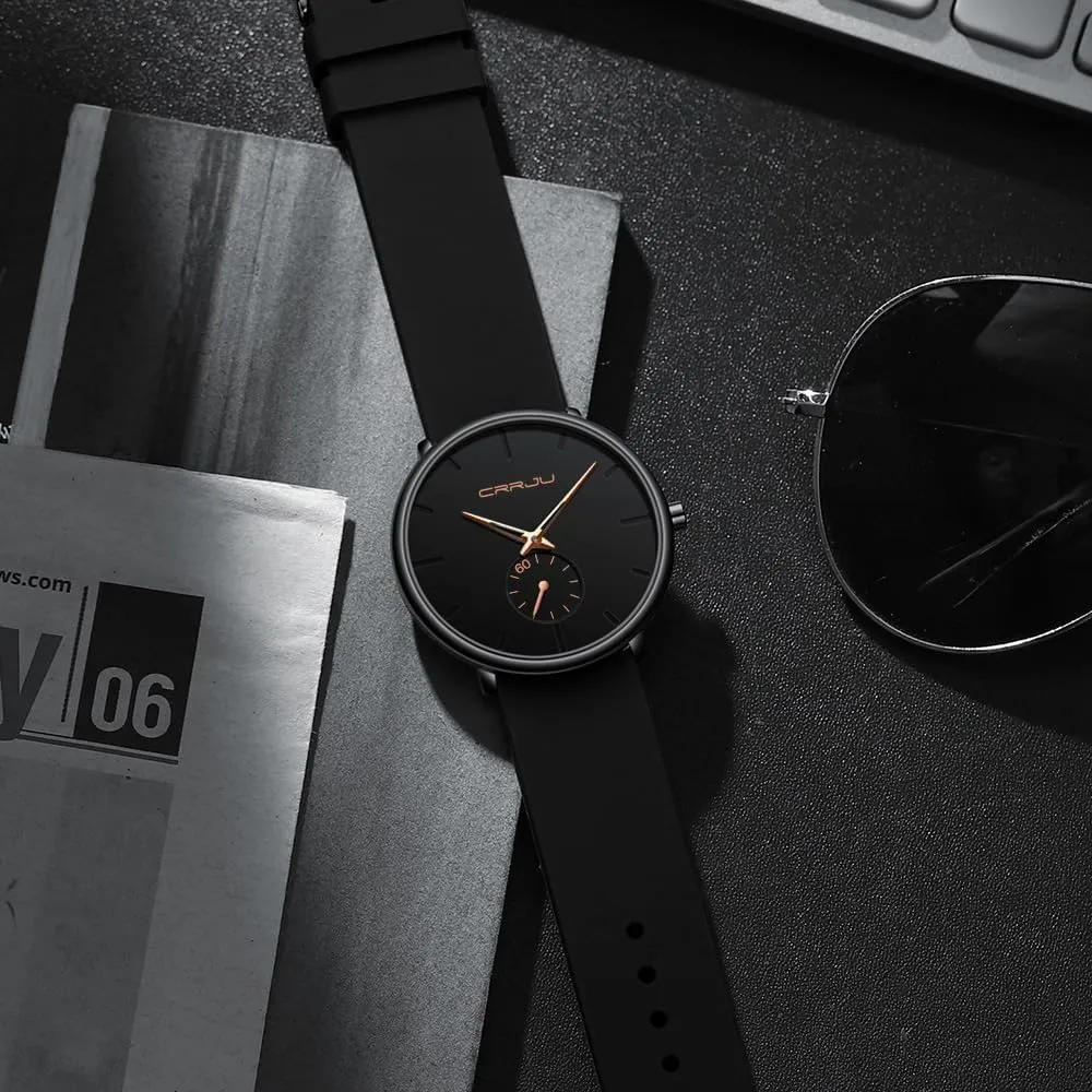 Casual Stylish Waterproof Quartz Wristwatches, Ultra Thin Second Hand Watches for Men, Colorful Silicone oxide staff Band CRRJU Men??s 