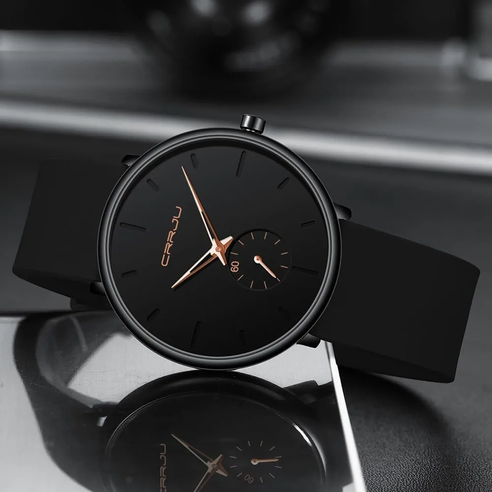 Casual Stylish Waterproof Quartz Wristwatches, Ultra Thin Second Hand Watches for Men, Colorful Silicone oxide staff Band CRRJU Men??s 