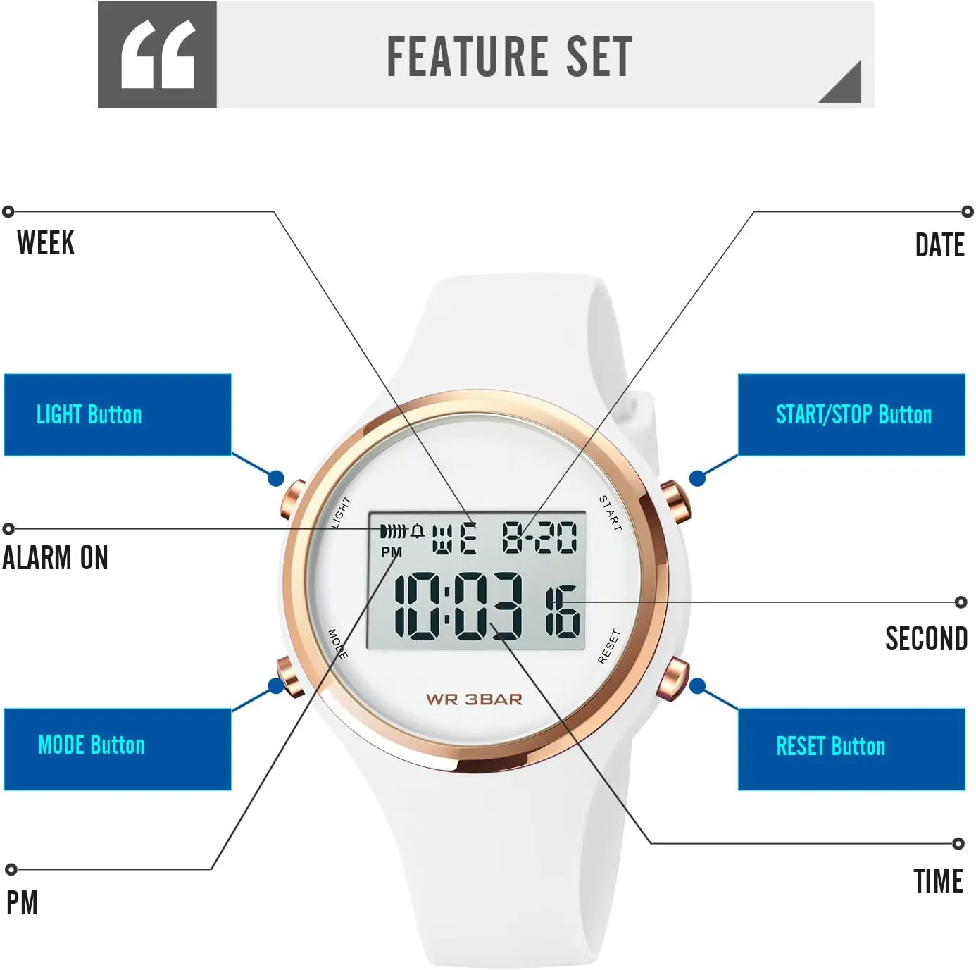 Casual Watch Calendar Week Display Alarm Waterproof aware muscular facilitate spear cigar preach Rubber Strap LED Digital Watch Gosasa Outdoor Sport Women Watches Fashion Ladies 