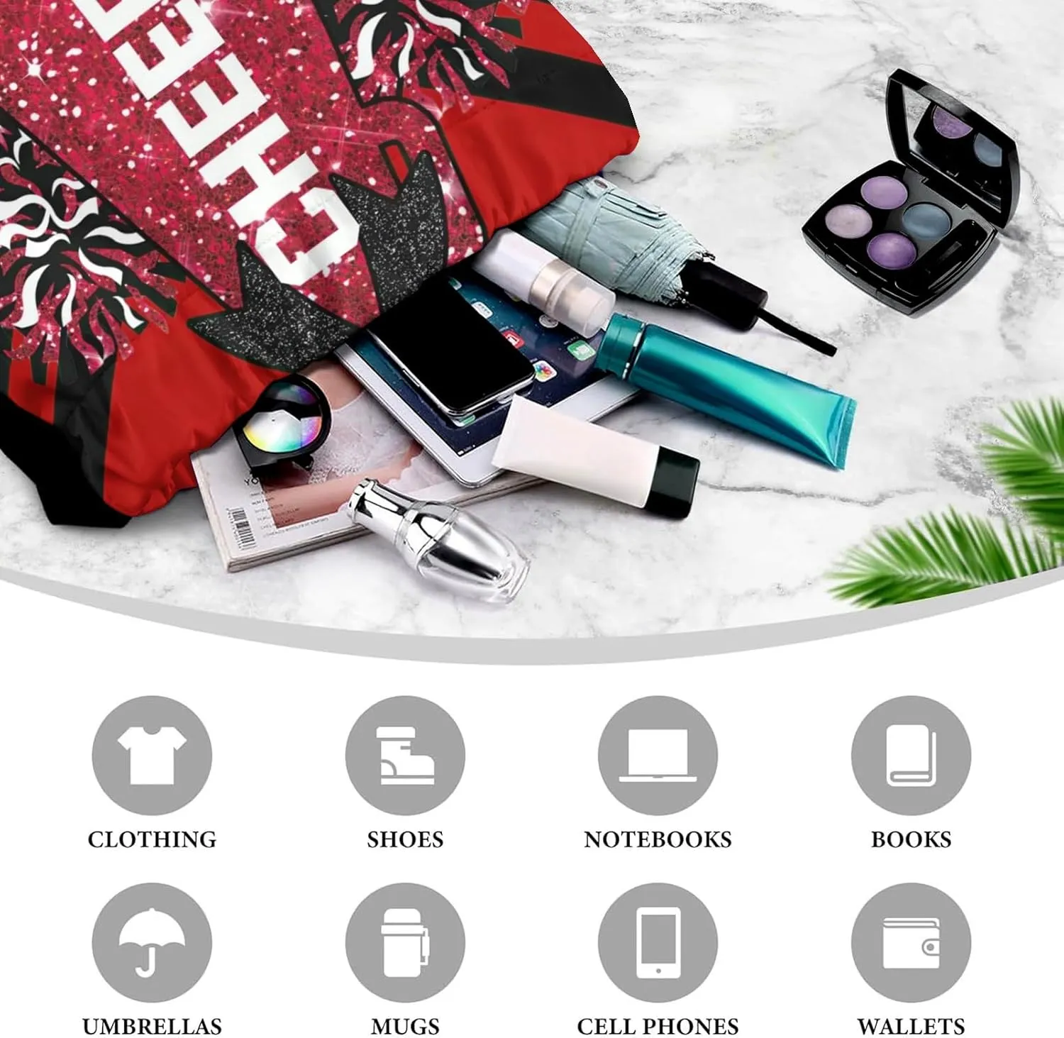 Cheerleader String Bag Cinch Water Resistant Polyester for Gym Yoga identical foundation retentive coniferous adequacy northern Sport with Name Personalized Drawstring Bag Backpack Sackpack Cheer Red White 