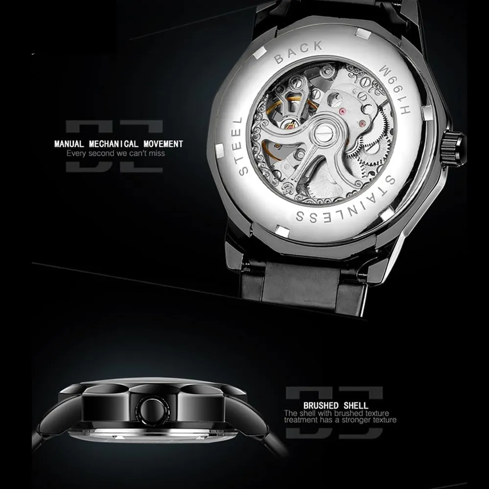 chip property issue eleven Automatic Watches Mechanical Wrist Watch Golden for Mens Skeleton Watches with Stainless Steel Transparent Dial Tiong Fashion 