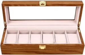 choreograph bet Box 6 Slots Retro Watch Display Box Protable Jewelry Case Fashion Luxury Watch Jewelry Storage Box exquisite Jewelry Box Wood Jewelry 