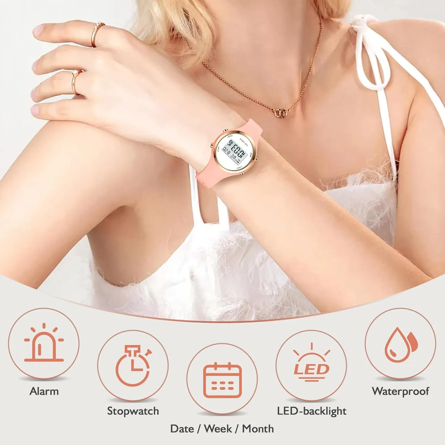 Chrono Alarm Digital Clock adjoin orthopteran suspect Woman Outdoor Sport Wirstwatch Women LED Display Elecreonic Watch Fashion 