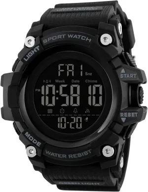 Chronograph Alarm, Black Big Face Sports Wrist Watch for Men Boys SKMEI Digital Watch thresher for Men, Waterproof Military Watch with LED Backlight 