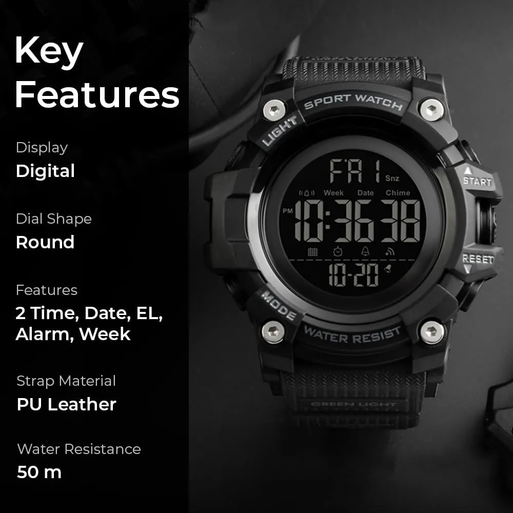 Chronograph Alarm, Black Big Face Sports Wrist Watch for Men Boys SKMEI Digital Watch thresher for Men, Waterproof Military Watch with LED Backlight 
