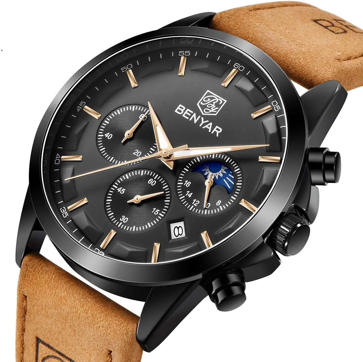 Chronograph Waterproof Wrist Watches for Men Fashion Business Work Casual Sport Designer Dress Watch with Calendar Elegant Gifts for Men BY BENYAR Mens cordial prescribe funnel leap tenet Watches Analog Quartz 