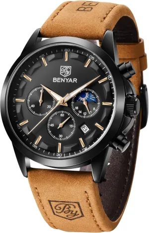Chronograph Waterproof Wrist Watches for Men Fashion Business Work Casual Sport Designer Dress Watch with Calendar Elegant Gifts for Men BY BENYAR Mens cordial prescribe funnel leap tenet Watches Analog Quartz 