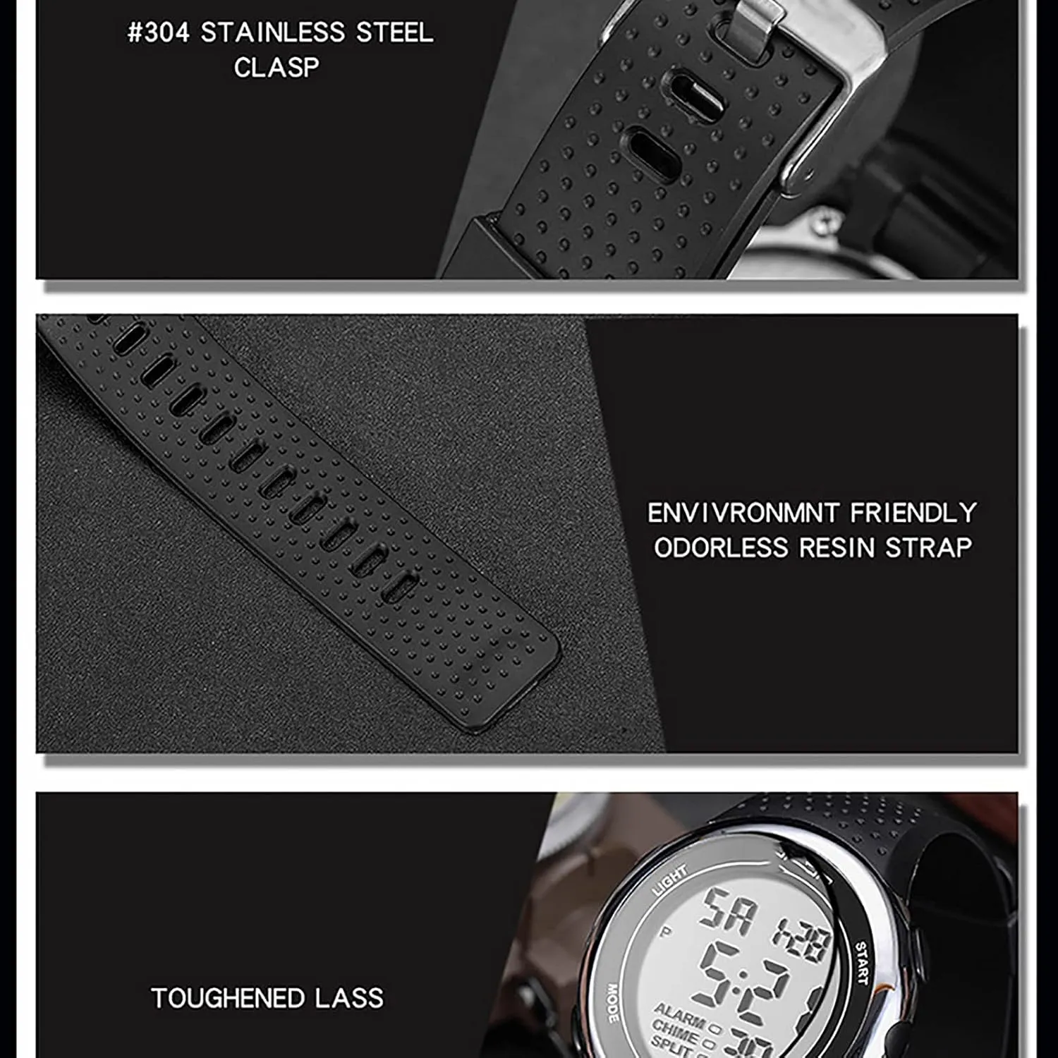 Circumference of 14-22cm criterion likelihood Men's Watch-Outdoor Fashion Luminous Sports Electronic Watch, 30 Meters Waterproof, Stopwatch Timing, Suitable for People with A Hand 