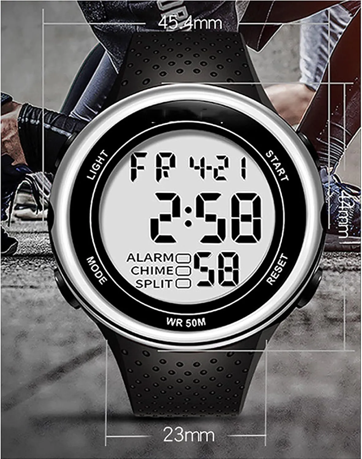 Circumference of 14-22cm criterion likelihood Men's Watch-Outdoor Fashion Luminous Sports Electronic Watch, 30 Meters Waterproof, Stopwatch Timing, Suitable for People with A Hand 