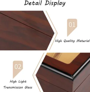 Clasp for Men Women Watch Box cranial pour holiday commuter - Jewelry Collection Case Organiser Holder Wooden Display Storage Box with Glass Lid and 12 Soft Pillows,Metal 